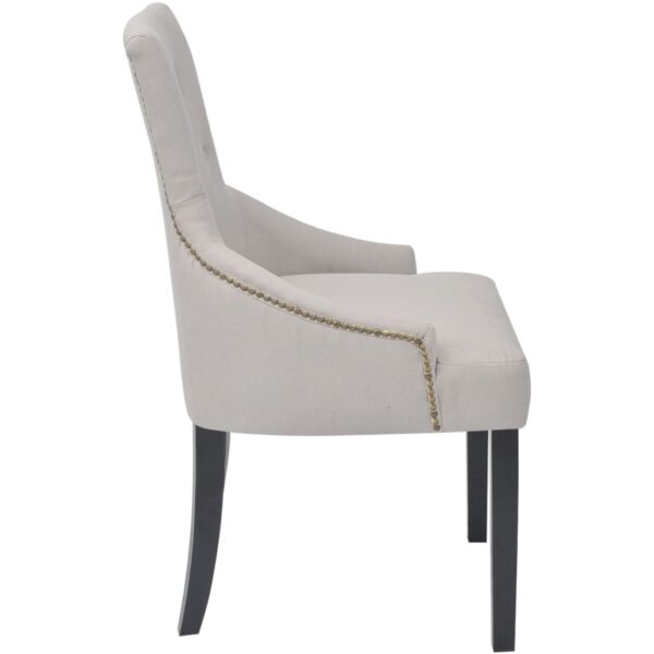 vidaXL Dining Chairs 2 pcs Cream Grey Fabric - Image 4