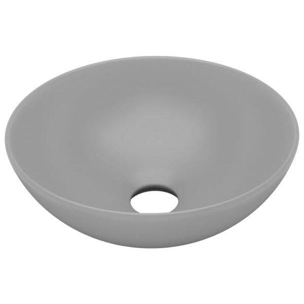 vidaXL Bathroom Sink Ceramic Light Grey Round - Image 2