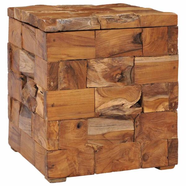 vidaXL Storage Stool Solid Teak Wood - Image 1