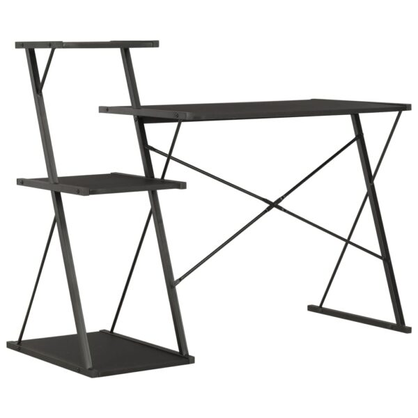 vidaXL Desk with Shelf Black 116x50x93 cm - Image 5
