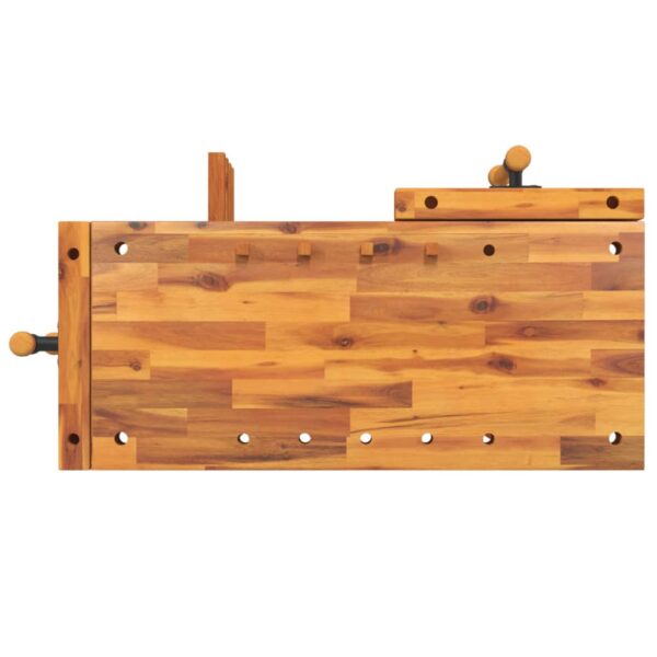 vidaXL Workbench with Vices 92x48x83 cm Solid Wood Acacia - Image 6