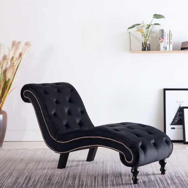 vidaXL Chaise Lounge Black Velvet - Image 1