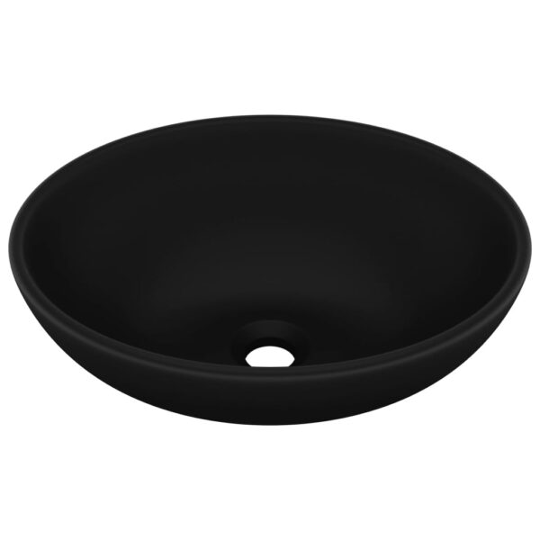 vidaXL Luxury Basin Oval-shaped Matt Black 40x33 cm Ceramic - Image 2