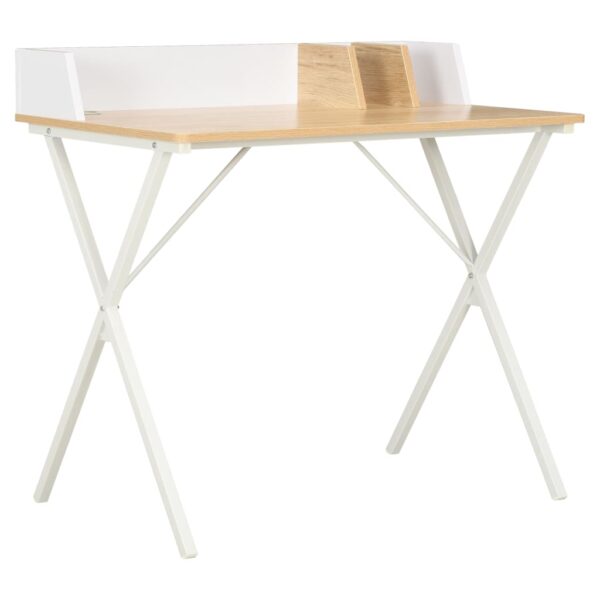 vidaXL Desk White and Natural 80x50x84 cm - Image 1