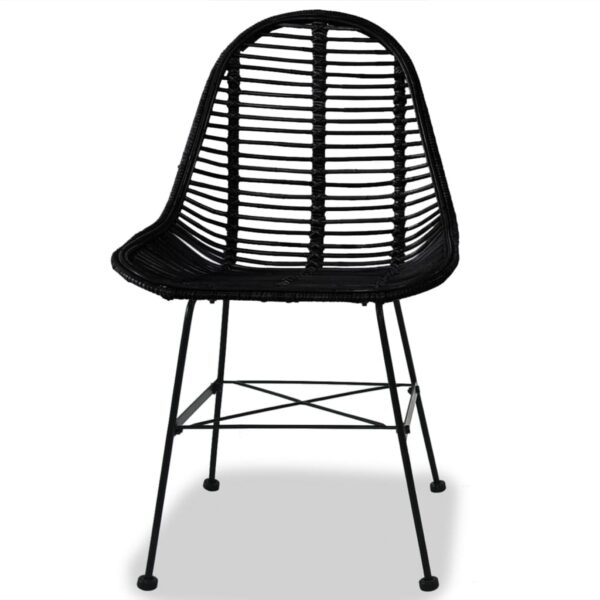 vidaXL Dining Chairs 2 pcs Black Natural Rattan - Image 2