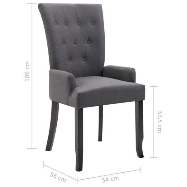 vidaXL Dining Chair with Armrests Dark Grey Fabric - Image 8