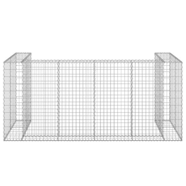 vidaXL Gabion Wall for Garbage Bins Galvanised Steel 254x100x110 cm - Image 6