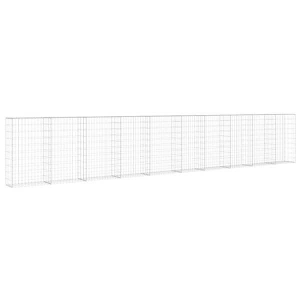 vidaXL Gabion Wall with Covers Galvanised Steel 600x30x100 cm - Image 3
