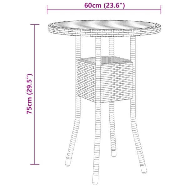 vidaXL 3 Piece Garden Bistro Set Poly Rattan Black - Image 9