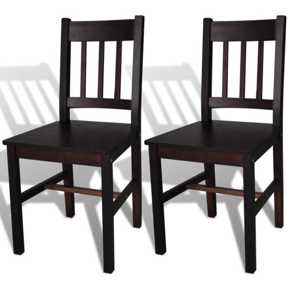 vidaXL Dining Chairs 2 pcs Dark Brown Pinewood - Image 1