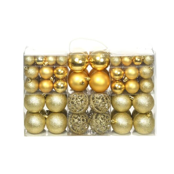 vidaXL 100 Piece Christmas Ball Set 3/4/6 cm Gold - Image 1
