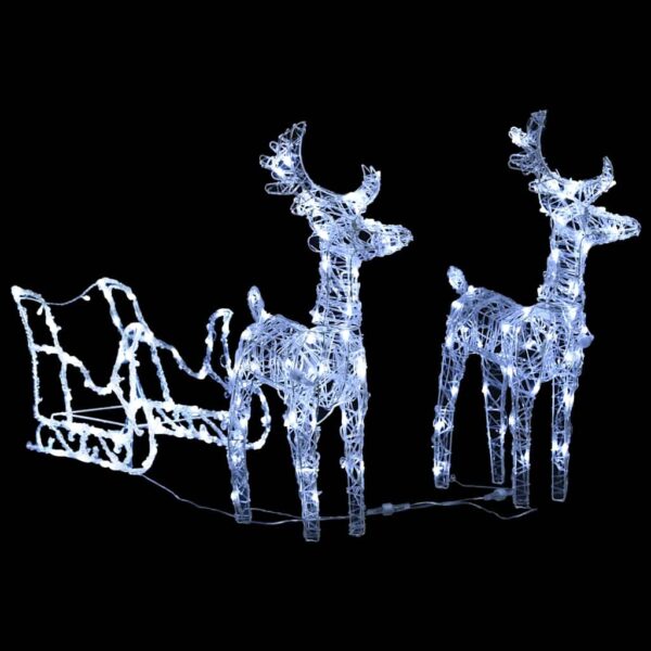 vidaXL Reindeers & Sleigh Christmas Decoration 160 LEDs 130 cm Acrylic - Image 3
