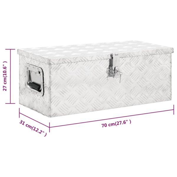 vidaXL Storage Box Silver 70x31x27 cm Aluminium - Image 8