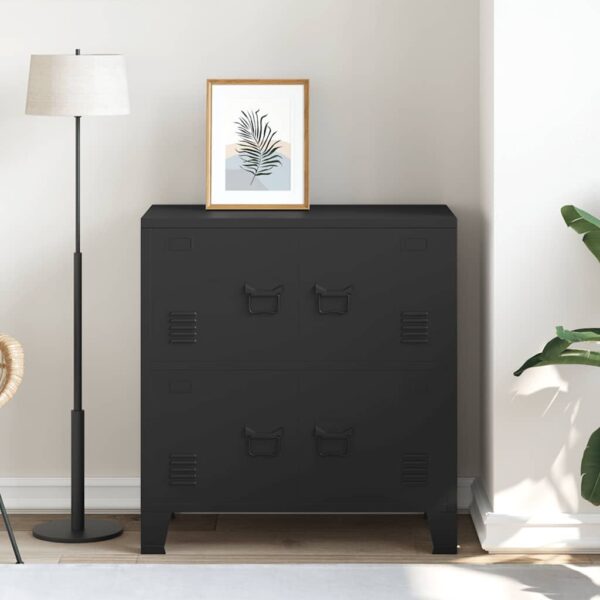 vidaXL Industrial Storage Chest Black 75x40x80 cm Steel - Image 4