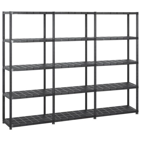 vidaXL Storage Shelf 5-Tier Black 213x38x170 cm Plastic - Image 1