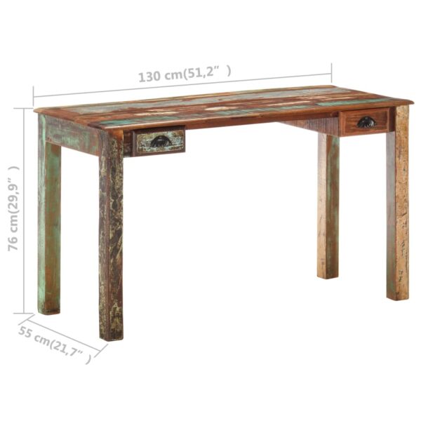 vidaXL Desk 130x55x76 cm Solid Reclaimed Wood - Image 8