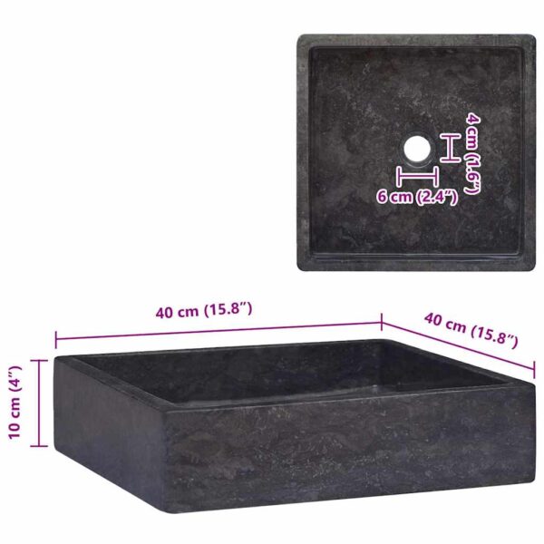 vidaXL Sink Black 40x40x10 cm Marble - Image 7