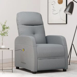 vidaXL Massage Chair Light Grey Fabric