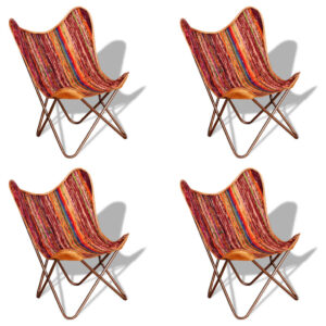 vidaXL Butterfly Chairs 4 pcs Multicolour Chindi Fabric