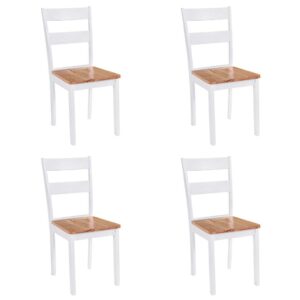vidaXL Dining Chairs 4 pcs White Solid Rubber Wood