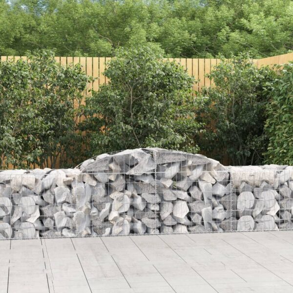 vidaXL Arched Gabion Basket 300x50x60/80 cm Galvanised Iron - Image 1