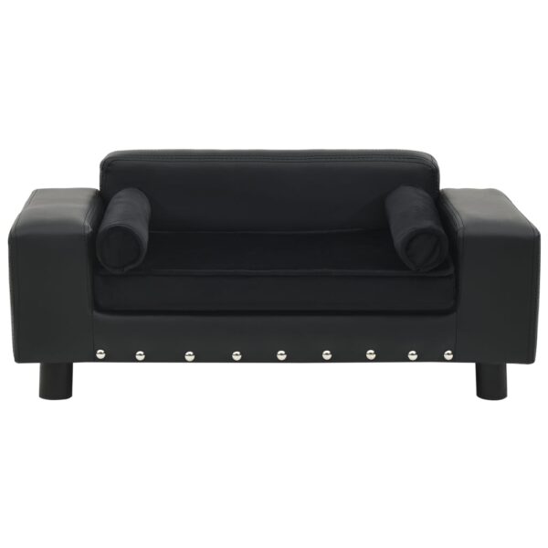 vidaXL Dog Sofa Black 81x43x31 cm Plush and Faux Leather - Image 3