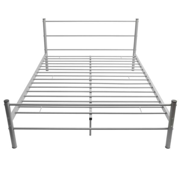 vidaXL Bed Frame without Mattress Grey Metal Double Size - Image 3