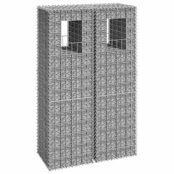 vidaXL Gabion Basket Posts 2 pcs 40x40x140 cm Iron - Image 1