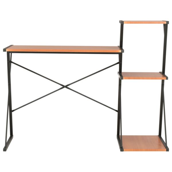 vidaXL Desk with Shelf Black and Brown 116x50x93 cm - Image 2
