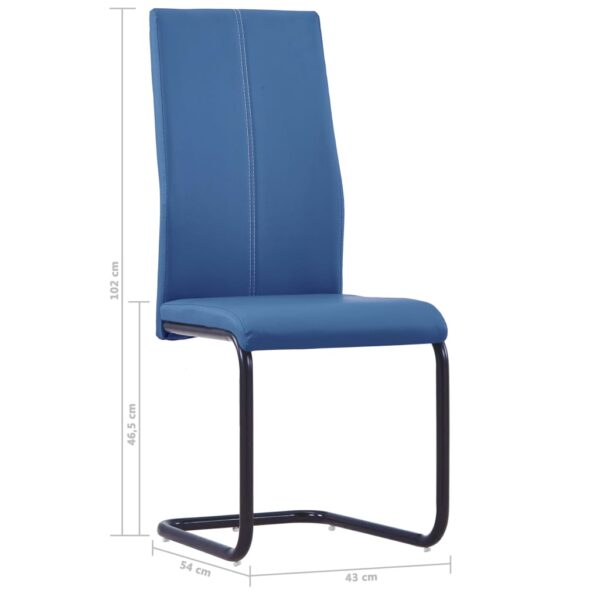 vidaXL Cantilever Dining Chairs 2 pcs Blue Faux Leather - Image 8