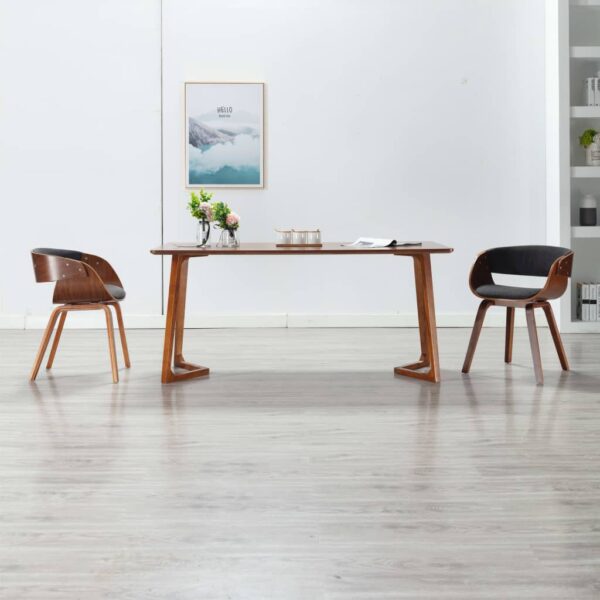 vidaXL Dining Chairs 2 pcs Grey Bent Wood and Fabric - Image 1