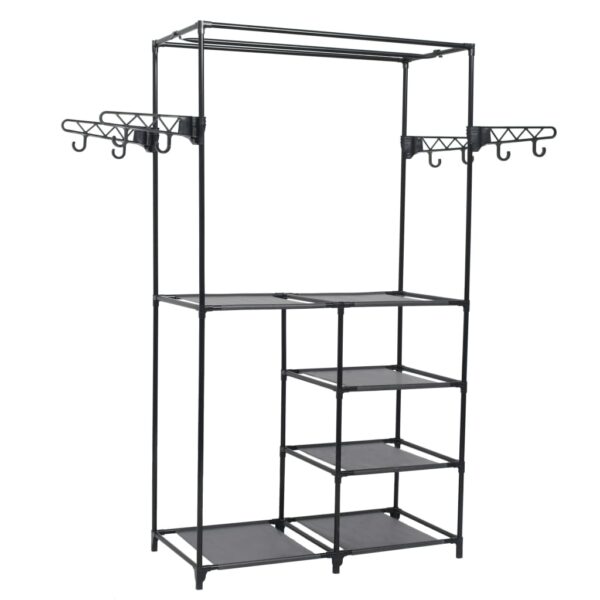 vidaXL Clothes Rack Steel and Non-woven Fabric 87x44x158 cm Black - Image 1