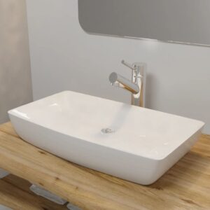 vidaXL Luxury Ceramic Basin Rectangular Sink White 71 x 39 cm