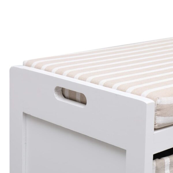 vidaXL Hall Bench White 70x33.5x45 cm Paulownia Wood - Image 5