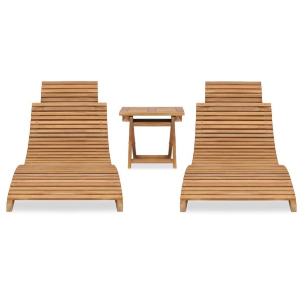 vidaXL 3 Piece Folding Garden Lounge Set Solid Teak Wood - Image 2