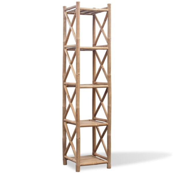 vidaXL 5-Tier Square Bamboo Shelf - Image 1