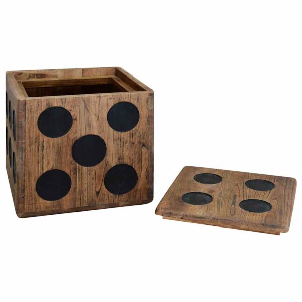 vidaXL Storage Box Mindi Wood 40x40x40 cm Dice Design - Image 2