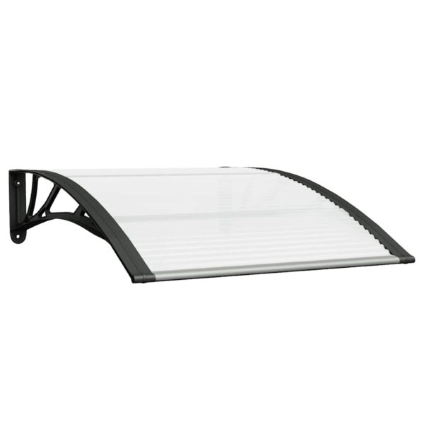 vidaXL Door Canopy Black and Transparent 100x75 cm Polycarbonate - Image 2