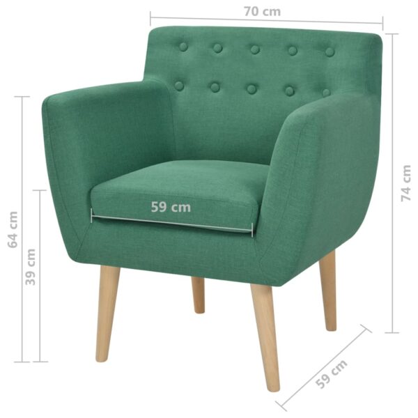 vidaXL Armchair Green Fabric - Image 5