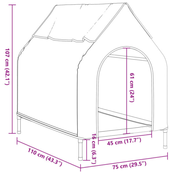 vidaXL Dog House Light Grey Oxford Fabric and Steel - Image 10
