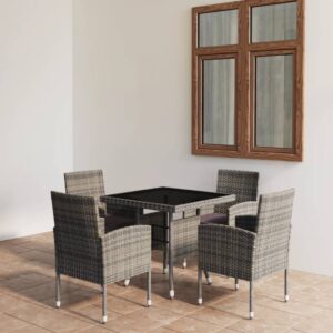vidaXL 5 Piece Garden Dining Set Poly Rattan Anthracite