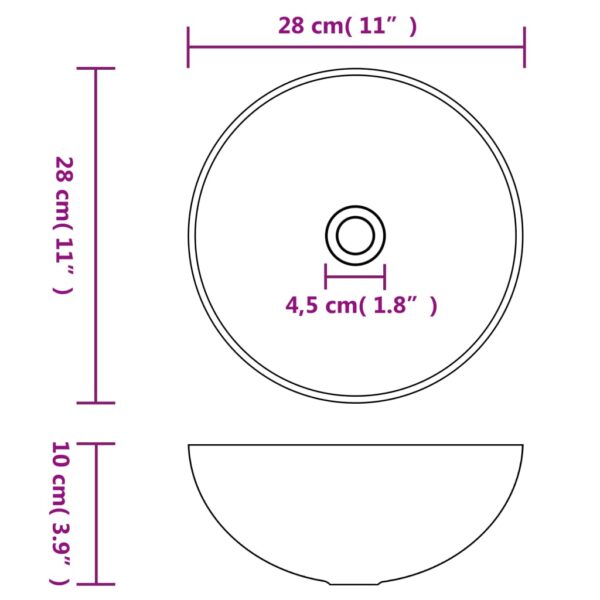 vidaXL Bathroom Sink Ceramic Matt White Round - Image 6