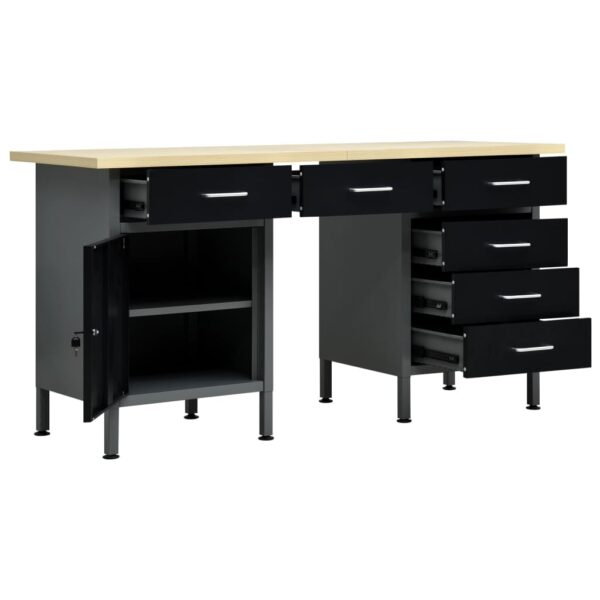 vidaXL Workbench Black 160x60x85 cm Steel - Image 2