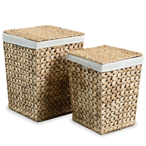 vidaXL Laundry Basket Set 2 Pieces Water Hyacinth - Image 2