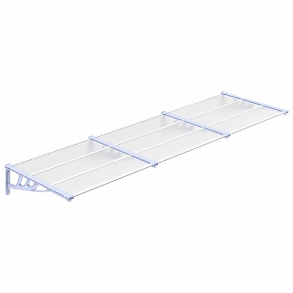 vidaXL Door Canopy Grey and Transparent 297.5x90 cm Polycarbonate - Image 2