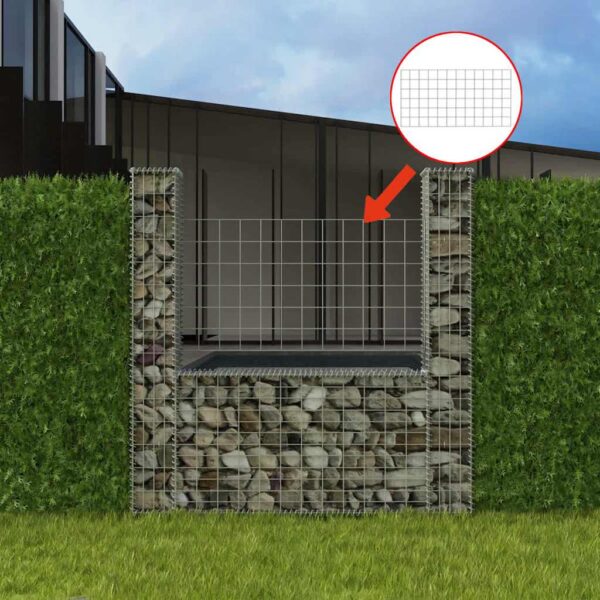 vidaXL Gabion Basket U-Shape Galvanised Steel 160x20x150 cm - Image 1