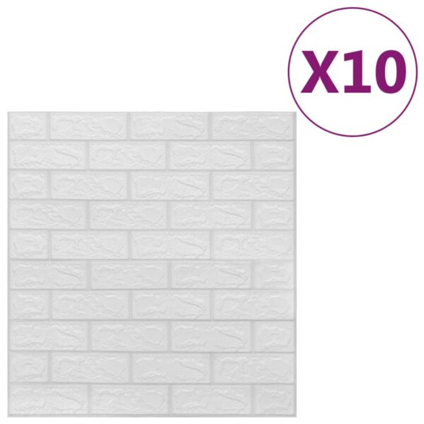vidaXL 3D Wallpaper Bricks Self-adhesive 10 pcs White - Image 2
