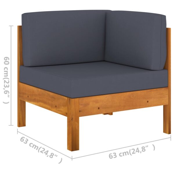 vidaXL 10 Piece Garden Lounge Set with Dark Grey Cushions Acacia Wood - Image 10