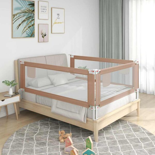 vidaXL Toddler Safety Bed Rail Taupe 180x25 cm Fabric - Image 1