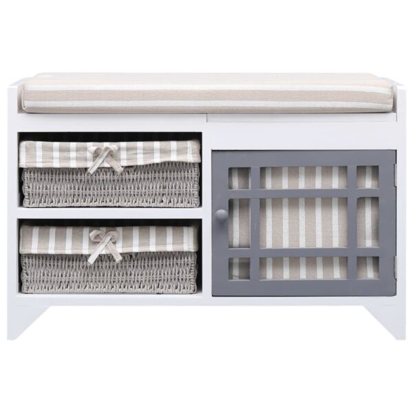 vidaXL Hall Bench White 70x33.5x45 cm Paulownia Wood - Image 2